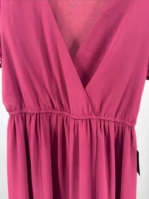 Lulus Lost in the Moment Burgundy Maxi Dress side slit S flutter sleeve bridesmaid thumbnail 10