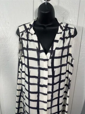 Crosby Black and White Button Down Dress Size Large EUC thumbnail 6