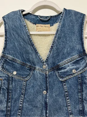 Free People Denim Florence Ranch Vest Size Small Sherpa Fall Winter Western thumbnail 4