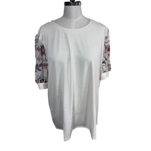 Maurices Women XXL Cream Top‎ Puff Sleeve Floral Boho Blouse thumbnail 7