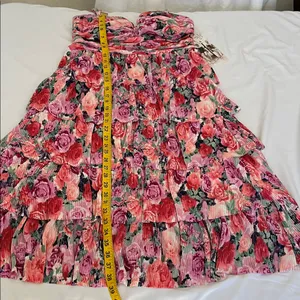 Honey and Rosie Pink Floral Tiered Midi Dress thumbnail 3