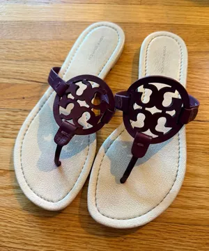 Tory Burch Miller Thong Sandal in Deep Plum thumbnail 1