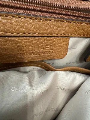 Michael Kors Rhea Pebbled Leather Slim Backpack And Wallet Luggage Tan thumbnail 10
