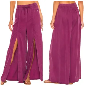 Free People Abs Tracker Split Wide Leg Pants Dark Purple Small thumbnail 6