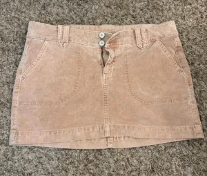 American Eagle Corduroy Mini Skirt Size 10 Brown Tan Y2K Fall thumbnail 1