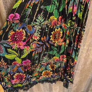 ME 2 MAGIC Anthropologie Black Floral Tropical Colorful‎ Maxi Dress L NWT thumbnail 6
