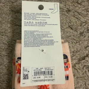 American Eagle AE Light Pink Christmas Nutcracker Ballet Women’s Crew Socks NWT thumbnail 5