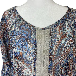 Democracy Size Medium Sheer Blouse Top‎ Lace Balloon Sleeve 20"x22" Lightweight thumbnail 4