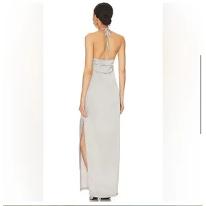 NWT OW Collection Saga Satin‎ Maxi Dress Grey Sz Medium $250 thumbnail 4
