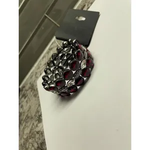 Kohl’s NWT Gunmetal Red Rhinestone Stretchy Stretch Bracelet MSRP $34 -Nice Gift thumbnail 11