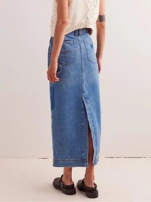 Free People We The Free Francisco Denim Maxi Skirt Head Over Heels thumbnail 2