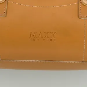 MAXX NEW YORK Barrel Handbag Purple Clear‎ Vinyl Tan Leather Top Handle Bag thumbnail 3