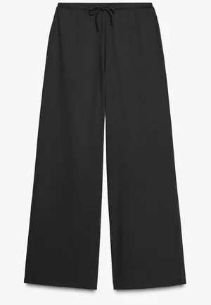 Zara NWT stretchy black wide leg drawstring pants thumbnail 1