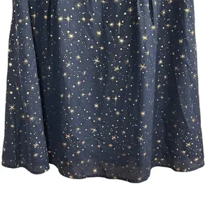 Allegra K Women's Star Print A-Line Short Dress Blue Gold‎ Stars Size M thumbnail 7