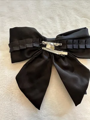 White House Black Market Black Bow Hair Clip with Rhinestone Brooch thumbnail 2