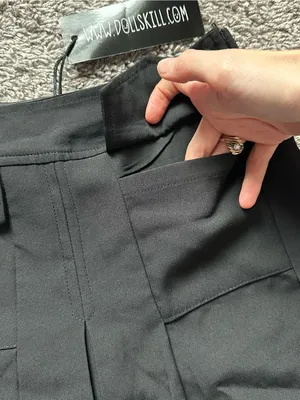 Dolls Kill Black Pleated Mini Skirt with Cargo Flap Pockets thumbnail 3