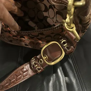 Coach Brown Leather and Canvas Shoulder Bag thumbnail 13