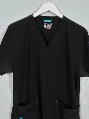 Carhartt Force Women L Black Cross Flex V Neck Scrub Top Modern Fit Nursing thumbnail 3