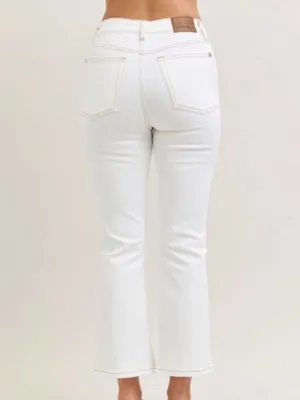 Judy Blue NWT High Waist Kick Flare Denim Jeans L 15/32 White Bootcut Stretch thumbnail 2
