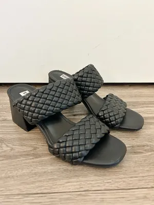 Steve Madden Daphnee Braided Black Block Heel Sandals Size 6 thumbnail 3