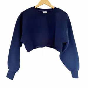 Aritza TNA Navy Blue Cozy AF Fleece Cropped Sweatshirt Sz S thumbnail 1