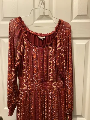 Knox Rose Burgundy Printed Long Sleeve Maxi Dress thumbnail 2