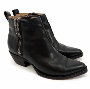 FRYE Sacha Moto Short Bootie Double Zip Black Size 6 thumbnail 1