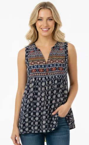 Umgee floral boho sleeveless tunic size large thumbnail 1