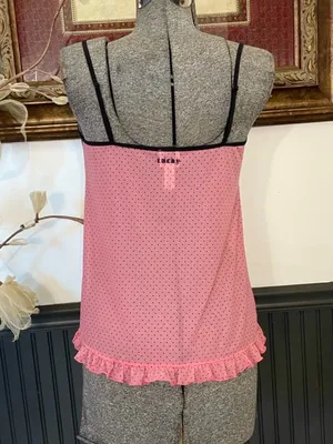 Vintage Y2K Lucky Brand Floral Polka Dot Mesh Babydoll Lingerie Cami Top M 💕🎀 thumbnail 4