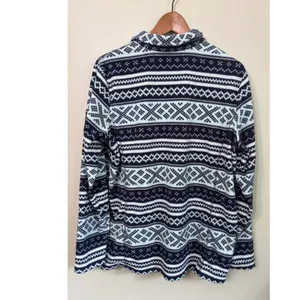 Lands End Fleece Pullover Womens XL Blue Fair Isle Quarter Zip Mock Neck Top thumbnail 5