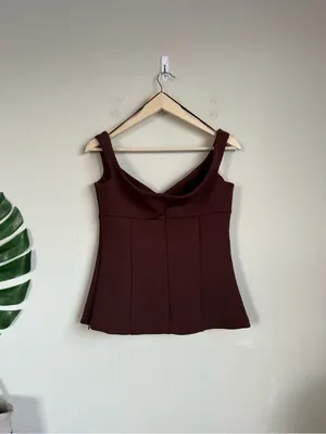 Zara Off the Shoulder Brown Structured Top thumbnail 6