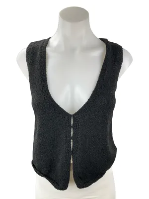 Oak + Fort Women's Black Knit Sleeveless V Neck Sweater Vest Tank Top Size S thumbnail 1
