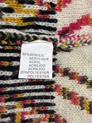 Open-Front Geometric Cardigan in Cream and Black with Rust Accents thumbnail 7
