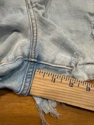 Old Navy boyfriend dristress raw hem light blue jeans size 8 . thumbnail 7