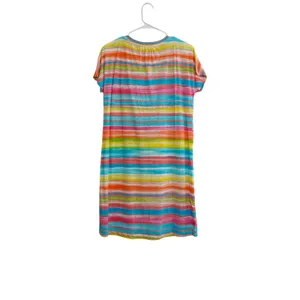 Lauren Ralph Lauren Striped Cotton Shift Dress Multi Color V-Neck‎ Embroidered thumbnail 6