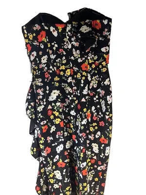 Aidan Mattox Strapless Printed Crepe Midi Dress with Ruffle Detail thumbnail 6