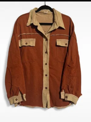 POL Upgrade The Classic Look French Terry Jacket Shacket L in dusky ginger thumbnail 4