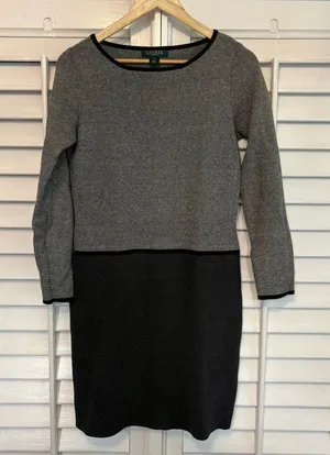 Lauren Ralph‎ Lauren Gray Dress Size Medium thumbnail 1
