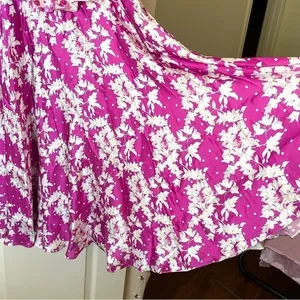 AMUR Dress Off-The-Shoulder Popover Waist Floral Silk Flowy Midi Magenta‎ 4 NWT thumbnail 6