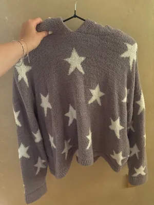 grey star fuzzy sweatshirt Purple thumbnail 1