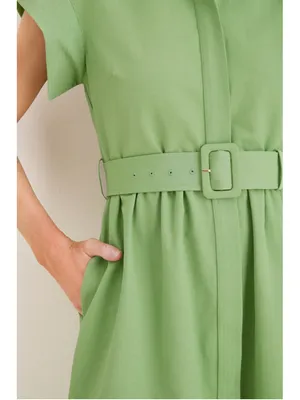 New Tuckernuck Pistachio Green Chloe Midi Dress S Belted Collared Moir Classic thumbnail 7