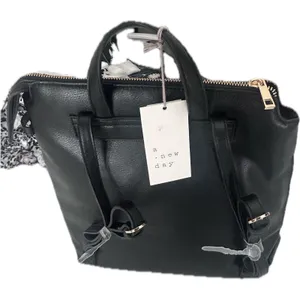 A New Day Square Laptop Backpack Women OS Black NEW Faux Leather 13in Sleeve thumbnail 1