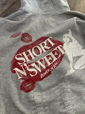 Sabrina Carpenter Short N Sweet Tour 2024 Hoodie Sweatshirt Grey Small thumbnail 4