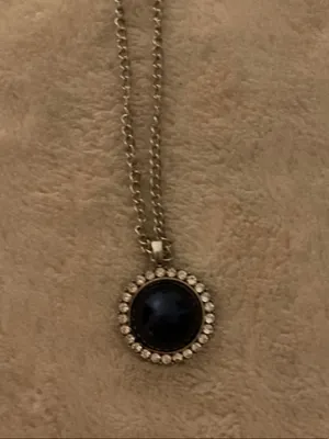 paparazzi Silver-Tone Navy Center Halo Necklace with Matching Bead Earrings thumbnail 3
