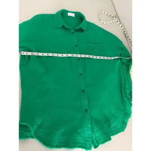 Pink Lily Womens Kelly Green 100% Cotton Oversized Button Up Shirt Top S Holiday thumbnail 7