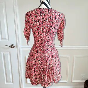 Free People Laced Up Corset Mid Sleeve Floral Mini Dress‎ in Black Combo Size XS thumbnail 5