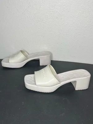 Coach Scarlett Rubber Block Heel Sandal Mule in Ivory Size 8 thumbnail 4