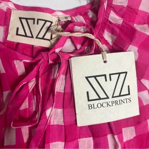 NWT TUCKERNUCK SZ‎ Block Print By Hand Priya Dress Hot Pink Gingham Sz S thumbnail 8