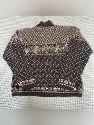 Vintage Y2K Woolrich Fair Isle 1/4 Quarter Zip Sweater Womens Large Gray Beige thumbnail 4