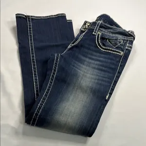 Vigoss Dark Blue Boot Cut Jeans with Embroidered Pockets thumbnail 2